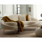 3 seater sofa PWF-0589 fabric cream 255x120x85cm - Image 2
