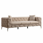 3 seater sofa PWF-0579 Chesterfield type fabric ecru 237x90x73cm
