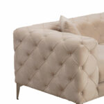 3 seater sofa PWF-0579 Chesterfield type fabric ecru 237x90x73cm - Image 3