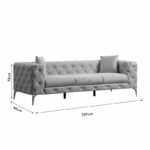 3 seater sofa PWF-0579 Chesterfield type fabric ecru 237x90x73cm - Image 6