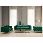 3 seater sofa PWF-0579 Chesterfield type fabric green 237x90x73cm - Image 5