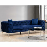 3 seater sofa PWF-0579 Chesterfield type fabric blue 237x90x73cm - Image 2