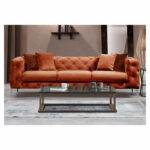 3 seater sofa PWF-0579 Chesterfield type fabric tile 237x90x73cm - Image 2