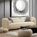 3 seater sofa Tranquil I fabric boucle cream 228x90x74cm - Image 2