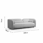 3 seater sofa Tranquil I fabric boucle cream 228x90x74cm - Image 4