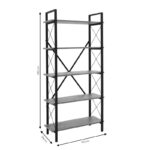 Bookcase Wook walnut-black 90x34x180cm - Слика 4