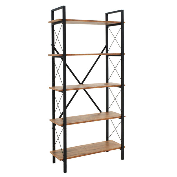 Bookcase Wook walnut-black 90x34x180cm