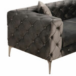 3 seater sofa PWF-0579 Chesterfield type fabric dark grey 237x90x73cm - Image 4