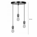 3-light ceilinh luminaire Sopio E27 black metal D30x85cm - Image 2