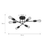 6-light ceilinh luminaire Reclie E27 black metal 50x50x30cm - Image 2