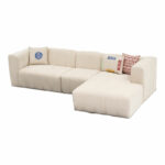 Corner sofa Beyza left corner cream fabric 299x160x73cm