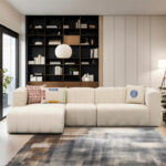 Corner sofa Beyza right corner cream fabric 299x160x73cm - Слика 2