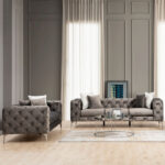 2 seater sofa PWF-0579 fabric in dark grey color 197x90x70cm - Слика 2