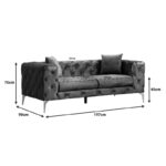 2 seater sofa PWF-0579 fabric in dark grey color 197x90x70cm - Слика 5
