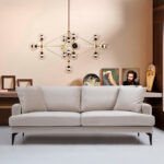 2-seater sofa Fortune velvet beige-black 175x90x88cm - Слика 2