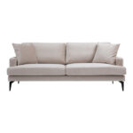 2-seater sofa Fortune velvet beige-black 175x90x88cm - Слика 4