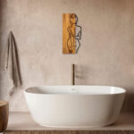 Wall deco Kelesipo pine wood in natural color and black metal 27x3x58cm - Image 2