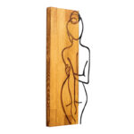 Wall deco Kelesipo pine wood in natural color and black metal 27x3x58cm - Image 3
