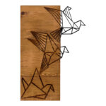 Wall deco Perdon pine wood in natural color and black metal 30x3x60cm