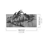 Wall deco Mounten pine wood in natural color and black metal 57.5x3x33cm - Image 4