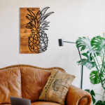 Wall deco Pinable pine wood in natural color and black metal 42x3x58cm - Image 2