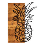 Wall deco Pinable pine wood in natural color and black metal 42x3x58cm