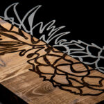 Wall deco Pinable pine wood in natural color and black metal 42x3x58cm - Image 3