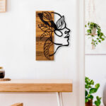 Wall deco Redian pine wood in natural color and black metal 34x3x50cm - Image 2