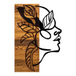 Wall deco Redian pine wood in natural color and black metal 34x3x50cm