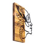 Wall deco Redian pine wood in natural color and black metal 34x3x50cm - Image 3