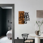 Wall deco Deseze pine wood in natural color and black metal 48x3x58cm - Image 2