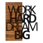 Декорација за ѕид од борово дрво Deseze во природна боја и црн метал 48x3x58 см