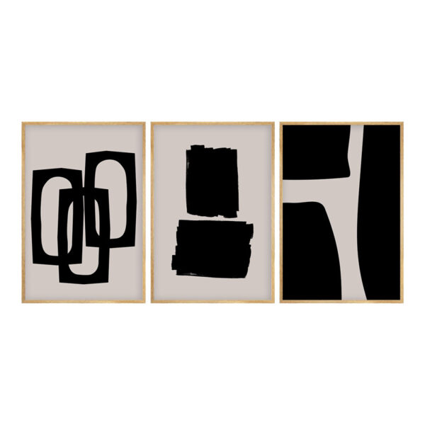 Слика на платно Црн триптих со дигитален печат 50x2x35 см