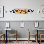 Wall deco Excore pine wood in natural color and black metal 111x3x25cm - Image 2