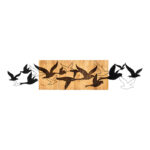 Wall deco Excore pine wood in natural color and black metal 111x3x25cm