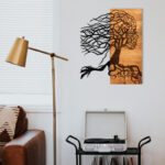 Wall deco Lifel pine wood in natural color and black metal 47x3x58cm - Image 2