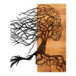 Wall deco Lifel pine wood in natural color and black metal 47x3x58cm