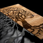 Wall deco Lifel pine wood in natural color and black metal 47x3x58cm - Image 3