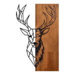 Wall deco Deera pine wood in natural color and black metal 33x3x58cm