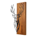 Wall deco Deera pine wood in natural color and black metal 33x3x58cm - Image 3
