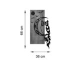 Wall deco Owle pine wood in natural color and black metal 36x3x66cm - Image 3