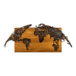 Wall deco Mable pine wood in natural color and black metal 83x3x38cm