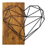 Wall deco Helie pine wood in natural color and black metal 58x3x58cm