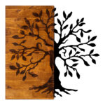 Декорација за ѕид од бор Trelbo во природна боја и црн метал 58x3x58 см