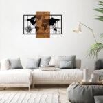 Wall deco Merzo pine wood in natural color and black metal 58x3x85cm - Image 2