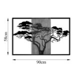 Wall deco Merzo pine wood in natural color and black metal 90x3x58cm - Image 3