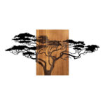 Декорација за ѕид од бор Ефрен во природна боја и црн метал 144x3x70 см