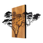 Wall deco Efren pine wood in natural color and black metal 144x3x70cm - Image 3