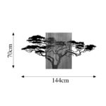 Wall deco Efren pine wood in natural color and black metal 144x3x70cm - Image 4