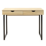 Metalic computer table Vitor MDF in maple wood color 100x48x75cm - Image 3